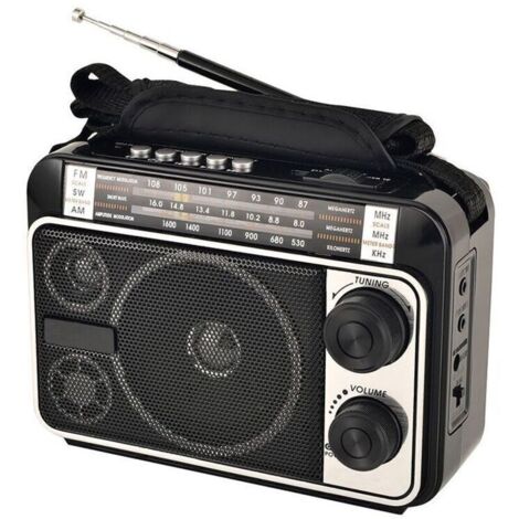 Radio a transistor AM/FM/SW1/SW2, alimentata a corrente alternata o a batteria, con altoparlante di grandi dimensioni e ricezione ottimale, di DEBUNS