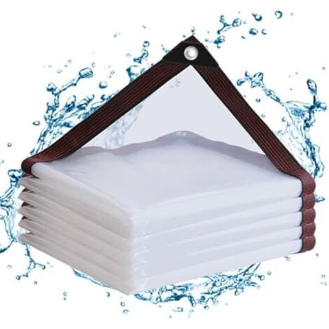 Telo impermeabile in PVC con occhielli - 2 x 3 m - per balcone, sabbiera - Protezione da vento/sabbia - Uso esterno - Mobili da giardino - Telo trasparente per gabbia