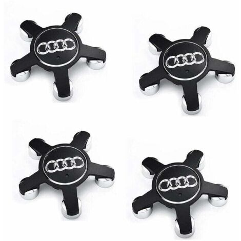 Set di 4 coprimozzi con emblema per cerchi 4f0601165 N, per cerchi da 135 mm per Audi (neri)