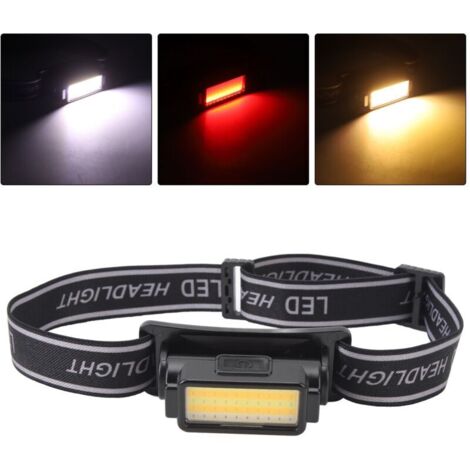 Lampada frontale a LED COB per campeggio ed escursionismo ricaricabile, leggera e impermeabile, con una comoda fascia elastica.