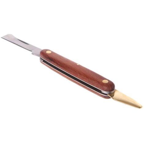 Coltello da innesto, coltello da innesto pieghevole in acciaio inox, attrezzo per potatura di piantine, manico in palissandro, coltello da innesto a doppia apertura, cesoie da taglio (1/5)