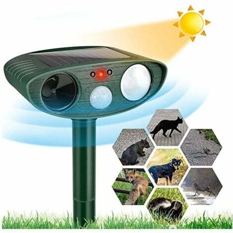 Repellente per gatti a ultrasuoni, repellente solare per gatti da esterno, repellente per gatti impermeabile, repellente per animali domestici a ultrasuoni con rilevatore di movimento per gatti, cani