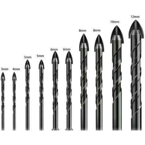 Set di 10 punte per trapano per piastrelle, punte per vetro, punte per piastrelle in vetro, punte per piastrelle in ceramica, con gambo esagonale, per forare piastrelle in vetro e ceramica