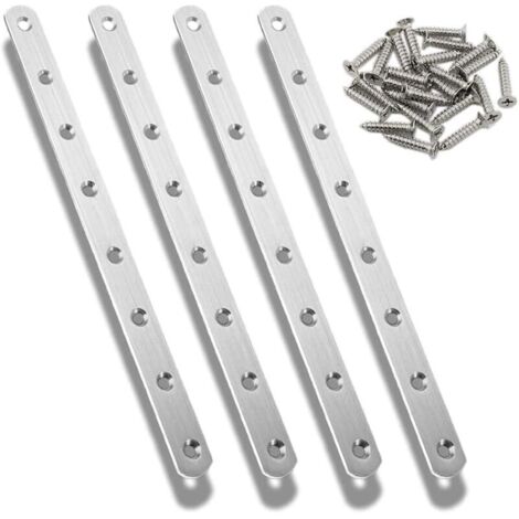 staffe di montaggio in acciaio inox, 295 x 20 mm, staffe di montaggio piatte e dritte per piastre metalliche, connettore angolare piatto in acciaio inox con viti per mobili, armadi, scatole, scaffali, (1/4)