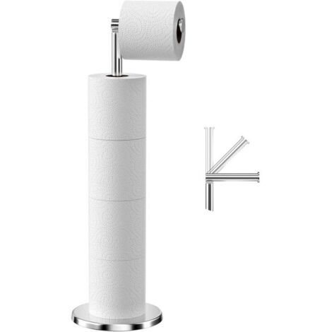 Portarotolo di carta igienica autoportante, dispenser in acciaio inox, portarotolo igienico con base pesante, portarotolo antiruggine (argento)