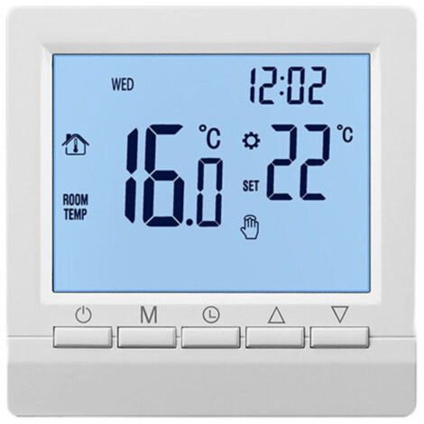 Termostato per caldaia a gas, regolatore di temperatura del riscaldamento, blocco della temperatura della batteria, retroilluminazione bianca (1/4)