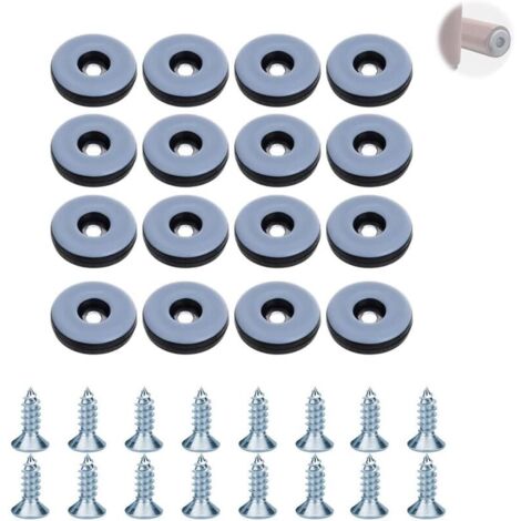 16 piedini di protezione rotondi in Teflon nero per mobili, diametro 22 mm, con 16 viti in acciaio inox, per sedie e mobili pesanti, protezione per gambe di tavoli e sedie. (1/4)