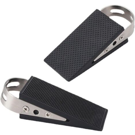 Fermaporta flessibile in 2 pezzi, cunei antiscivolo in gomma resistenti con manici in acciaio inossidabile, adatti per piastrelle, pavimenti, cemento e moquette.