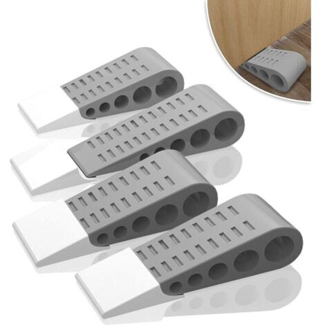 Fermaporta in gomma, 4 pezzi, cunei antiscivolo resistenti per porte, blocco antigraffio per porte, adatto a tutte le superfici (grigio)