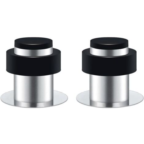 Set di 2 fermaporta da parete, altezza 45 mm, in acciaio inox, con adesivo e viti, fermaporta da pavimento (1/4)