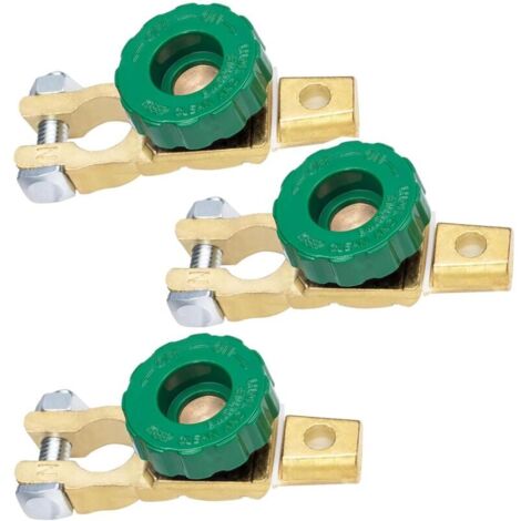 Interruttore di isolamento batteria a 3 pezzi, interruttore automatico per batteria 12V/24V, connettore batteria con pulsante verde, testa batteria auto 16-17mm, per auto, barca, camion, moto