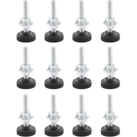 Set di 12 piedini regolabili per mobili, piedini regolabili M8 x 50 mm, piedini regolabili in acciaio inossidabile con dado di bloccaggio, dado a griffe e punta da trapano per metallo M10
