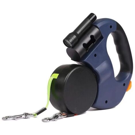 Guinzaglio doppio retrattile per cani con due lunghe corde da 3 metri, guinzaglio doppio anti-groviglio a 360° per portare a spasso due cani fino a 22,7 kg, nero