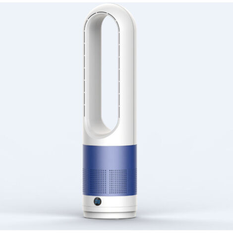 Ventilatore senza pale, silenzioso, a torre, con telecomando, 8 velocità, oscillazione a 80°, timer, display a LED, adatto per camera da letto e ufficio, blu.