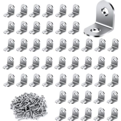 Set di 50 staffe di fissaggio, staffe metalliche da 20x20 mm con 100 viti, staffe di montaggio in acciaio inossidabile, staffe di fissaggio ad angolo retto per il fissaggio e la riparazione di mobili.