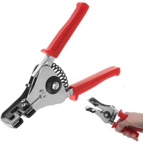 Pinza spelafili da 17,8 cm, rossa, in acciaio per utensili, spelafili da 5 mm, impugnatura ergonomica, per cavi, fili, tubi, morsetti, orologi e sveglie