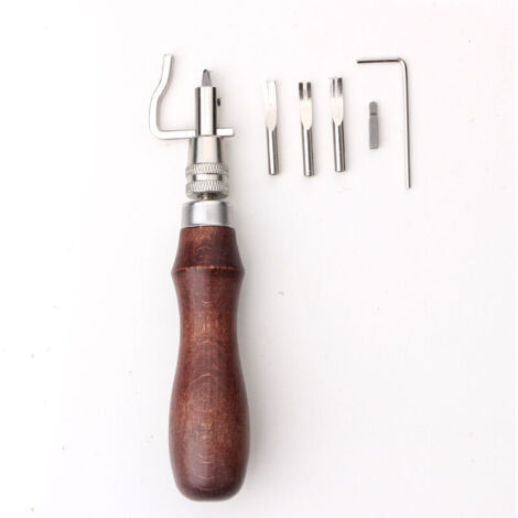 Set di 7 strumenti regolabili per scanalatura e cucitura per la lavorazione della pelle, scanalatore, piegatore e cucito per lavori in pelle.