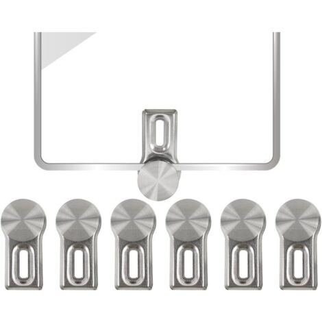 clip di fissaggio per specchio, fissaggio resistente per specchi, clip in lega di zinco per specchi da parete, fissaggio per specchi da parete, con 6 tasselli a muro