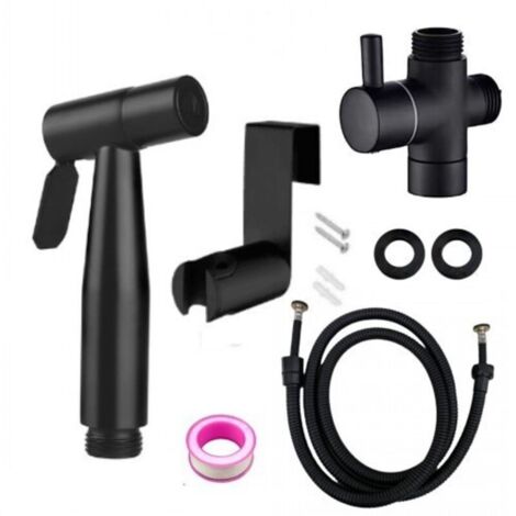 Doccetta bidet portatile nera, rubinetto per WC, acciaio inossidabile, bagno freddo, valvola, getto