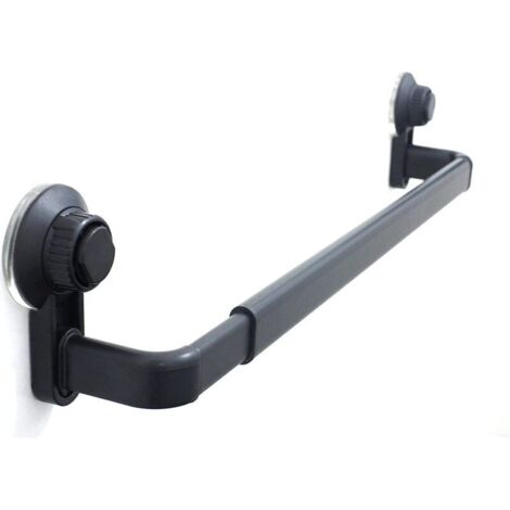 Portasciugamani da bagno, barre adesive nere da parete per doccia e cucina, barre impermeabili da porta con gancio (52-82 cm)
