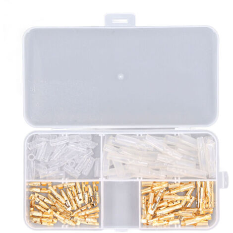 Kit di connettori per moto da 120 pezzi, terminali elettrici a crimpare, cablaggio maschio/femmina nudo con copertura isolante, 3,5 mm, oro (1/4)