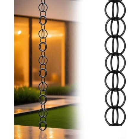 Catene per la raccolta dell'acqua piovana da giardino, nere, con funzione di drenaggio, perfette per sostituire i pluviali, per giardino/cortile/terrazzo, 3 m (10 piedi)