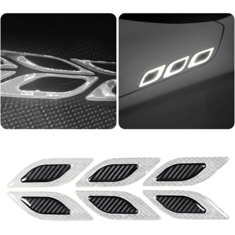 Strisce riflettenti per paraurti, set da 6 pezzi, effetto fibra di carbonio 3D per prevenire collisioni in auto, universali per molti modelli di auto (bianche)