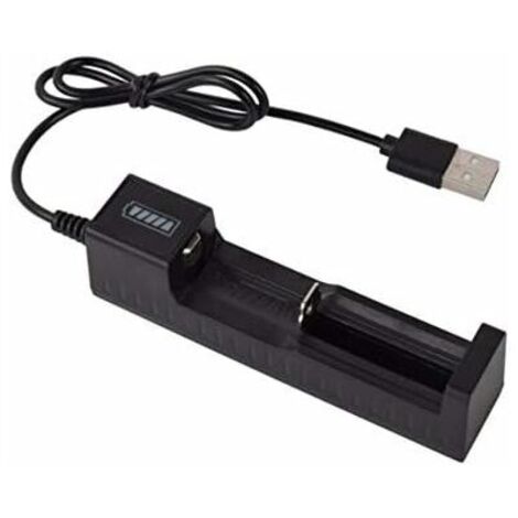 Caricabatterie USB per batterie al litio, accessorio torcia colorato, caricabatterie 18650, batteria al litio USB 14500, custodia di ricarica universale unica, nero.