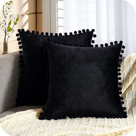 Set di 2 copricuscini per divano 45x45 in velluto super morbido con nappe, grazioso cuscino decorativo in stile scandinavo bohémien per soggiorno, camera da letto e casa.