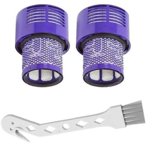 Confezione da 2 filtri di ricambio lavabili con spazzola in omaggio per aspirapolvere Dyson V10. Filtri di ricambio Dyson per le serie V10 e SV12 con spazzola in omaggio. (1/4)