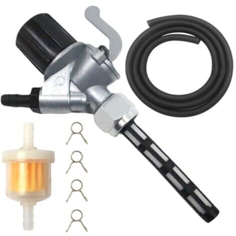 Kit rubinetto carburante con 1 metro di tubo carburante Ø 5 mm, rubinetto carburante per Simson S51, filtro carburante da 6 mm, 4 fascette stringitubo carburante per Simson S50 S51 S53 S70 S83 SR1 SR2 (1/4)