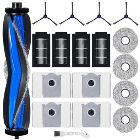 Kit di accessori di ricambio per robot aspirapolvere Ecovacs Deebot T50 Omni / T50 Pro Omni: 1 spazzola a rullo, 4 filtri, 4 panni per la pulizia, 4 sacchetti per la polvere, 4 spazzole laterali (1/4)
