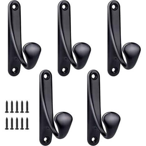 Ganci appendiabiti da parete avvitabili da 5 pezzi, minimalisti, robusti ganci da parete in lega di zinco, attaccapanni per porta, ingresso, camera da letto, bagno, multiuso, ganci e viti inclusi - Ne (1/4)