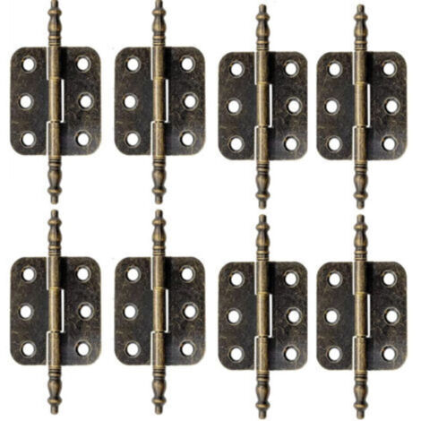 pezzi di cerniera in ottone anticato con viti, cerniera piatta vintage 70-35 mm, cerniera per porta di armadietto vintage, cerniere pieghevoli in bronzo, cerniera per mobili antichi per portagioie, ar (1/4)