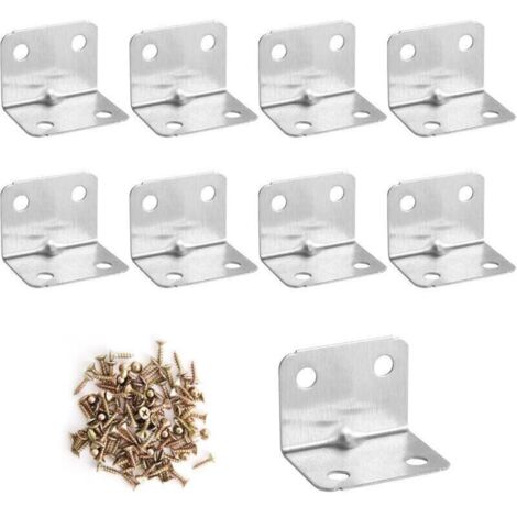 Set di 30 staffe angolari in acciaio inox - Staffe angolari in metallo a 90° - Morsetti a L - Staffe angolari 32 x 25 mm - Fori di montaggio con 120 viti M4 - Per mobili in legno, tavoli, sedie, telai (1/4)