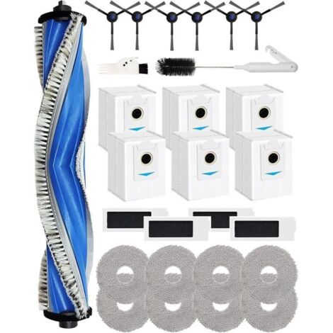 27 accessori di ricambio per ECOVACS DEEBOT T30S/T30S PRO/T30S AI, 1 spazzola principale, 6 spazzole laterali, 4 filtri HEPA, 6 sacchetti per aspirapolvere, 8 panni per la pulizia, 2 spazzole per la p (1/4)