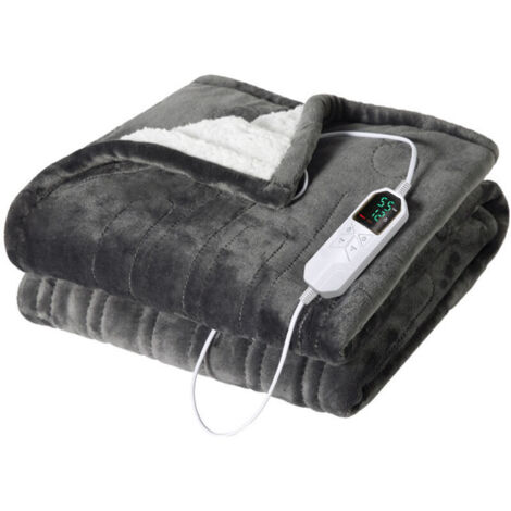 Coperta riscaldata con spegnimento automatico, 130 x 180 cm, 10 impostazioni di calore e cintura di spegnimento automatico dopo 8 ore, protezione dal surriscaldamento, fodera in flanella lavabile in l (1/4)