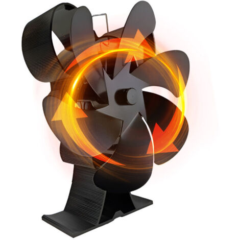 Ventilatore per stufa a legna - Ventilatore per camino con 6 pale - Ventilatore autoalimentato - Ventilatore alimentato a calore per stufe a legna/camini/stufe a gas/stufe a legna (1/4)