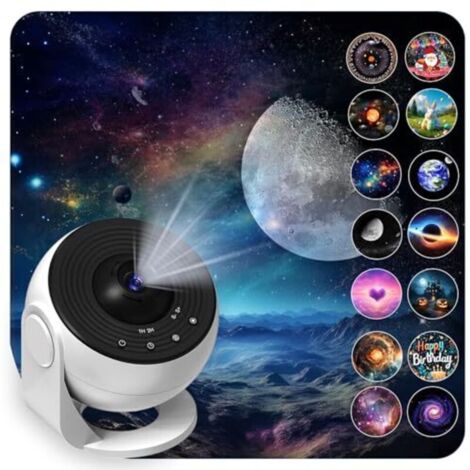 Proiettore del cielo stellato migliorato, lampada per proiettore planetario per casa, bambini e adulti con 14 dischi planetari, proiettore per galassia/luna/Halloween/compleanno