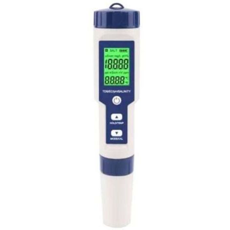 Tester di salinità per piscine, tester digitale di salinità dell'acqua di mare 5 in 1, kit di prova impermeabile IP67