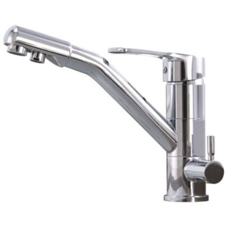 Rubinetto da cucina a 3 vie, rubinetto da cucina girevole a 360°, rubinetto per lavello con beccuccio flessibile, G3/8 pollici (rubinetto a tripla connessione con filtro per l'acqua, cromato)