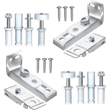 Kit binario per porta a due ante, 2 set di ferramenta per porte a libro. Parti di ricambio, inclusi perni superiori e inferiori, staffa e rotella di guida per binario da 2,2".