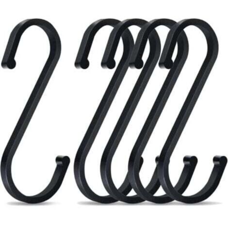 ganci a S, ganci in alluminio a forma di S da 86 mm, ganci multifunzionali, per cucina, bagno (nero) (1/4)