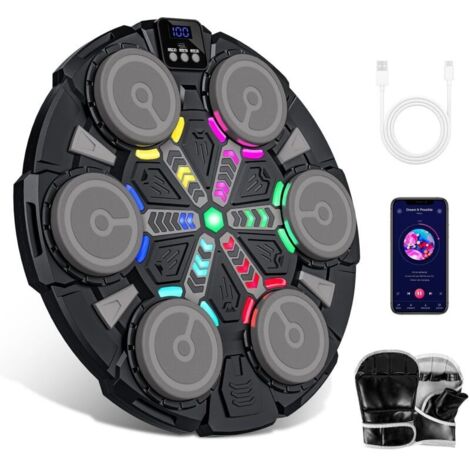 Macchina musicale da boxe con Bluetooth per bambini e adulti, con timer per il conto alla rovescia, luci regolabili e gioco ritmico, per l'allenamento a casa o all'aperto