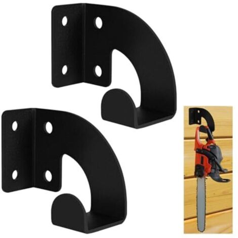 supporti per motosega, supporto da parete per impieghi gravosi, organizer, supporto per motosega da parete, supporto per motosega per giardino, garage, officina, metallo nero (1/4)