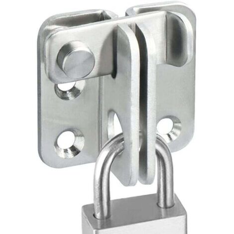 Serratura per porta esterna, serratura per porta interna (con viti), adatta per finestre, armadi e giardini, serratura per porta scorrevole (acciaio inossidabile con finitura argento) (1/4)