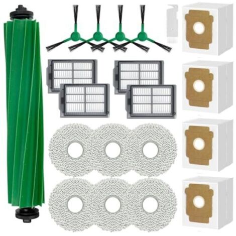 Accessori per iRobot Roomba Plus 505 Combo/Plus 405 Combo, kit di ricambi comprendente: 1 spazzola principale, 4 sacchetti raccoglipolvere, 6 panni, 4 filtri HEPA, 4 spazzole laterali