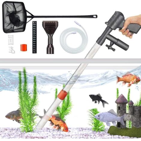 Aspiratore per fanghi per acquari, cambio dell'acqua per acquari, scambiatore d'acqua per acquari, tubo flessibile per cambio acqua semiautomatico, controllo pneumatico, kit di pulizia multifunzionale