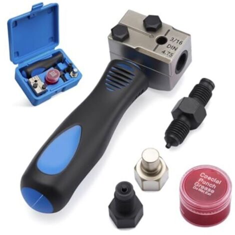 Strumento di svasatura doppia per tubi freno DIN, universale 4,75 mm (3/16"), kit di riparazione tubi freno, compatibile con auto e camion