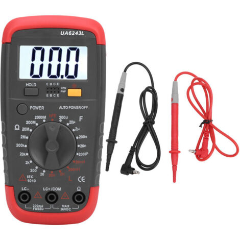 UA6243L Multimetro digitale portatile a LED, tester di capacità, tester di resistenza, display 1999 (1/4)